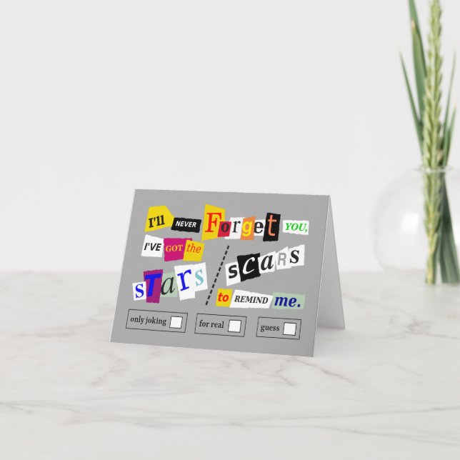 " Glöm att du inte "hälsar med kort" Helgkort (Framsida)