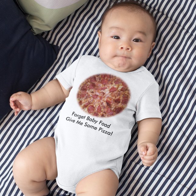 Glöm Baby Food Ge Me Pizza Baby Tröja (Forget Baby Food Give Me Pizza Baby Baby Bodysuit)