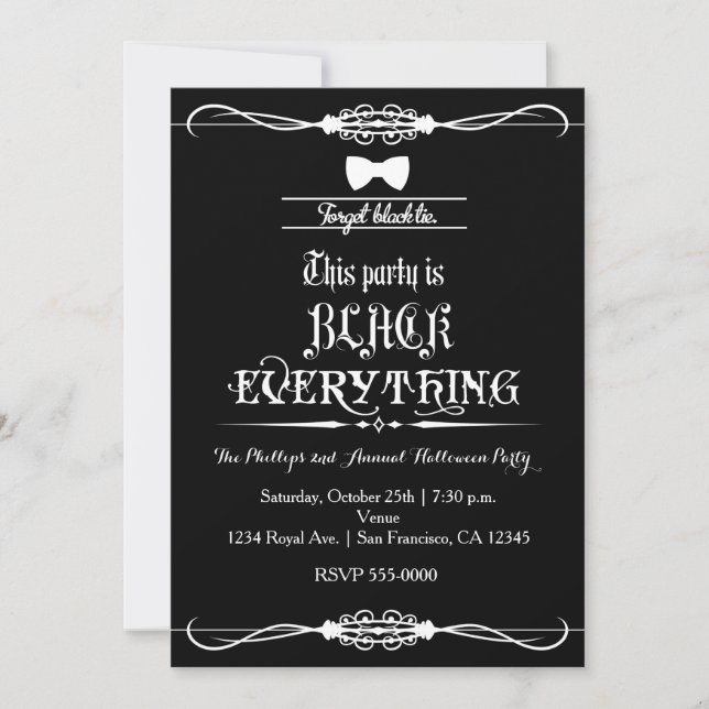 Glöm Black Tie Halloweenfest Invitation Inbjudningar (Framsida)
