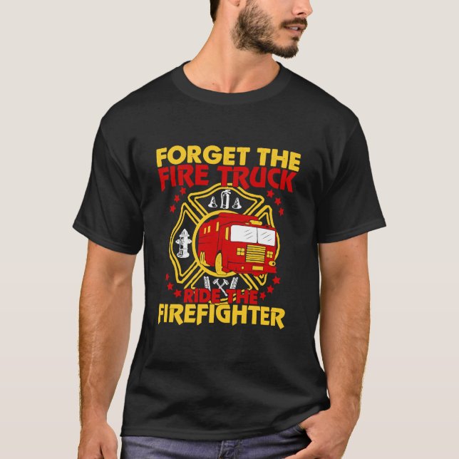 Glöm brandhärden Lastbil vid brandgubben Firefi T Shirt (Framsida)
