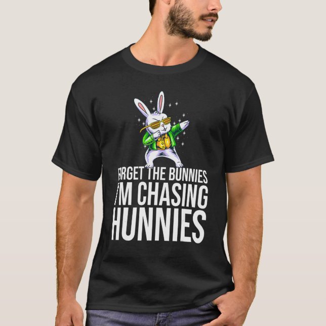Glöm Bunnies jag jagar Hunnies Dabbing Bun T Shirt (Framsida)