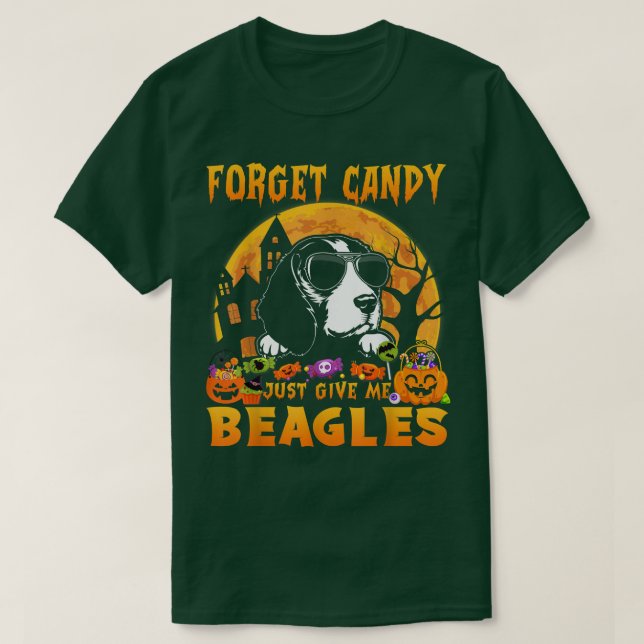 Glöm Candy Ge Me Beagles Halloween Funny T Shirt (Design framsida)
