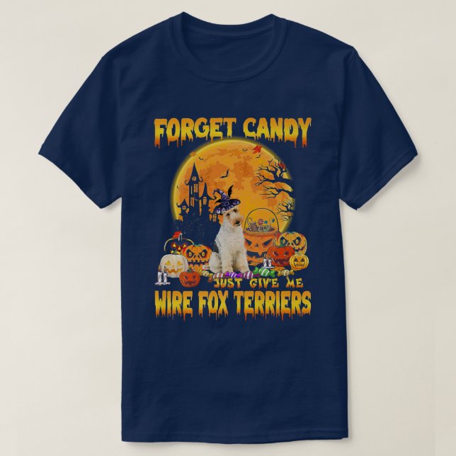 Glöm Candy Ge Me Wire Fo Terriers Pumpkin T Shirt (Design framsida)