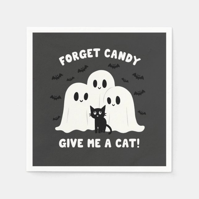Glöm Candy Ge mig en Cat-talesman Halloween Pappersservett (Framsidan)