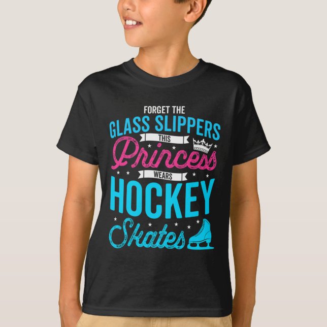 Glöm Glass Tofflor Den här prinsessan Wears Hockey T Shirt (Framsida)