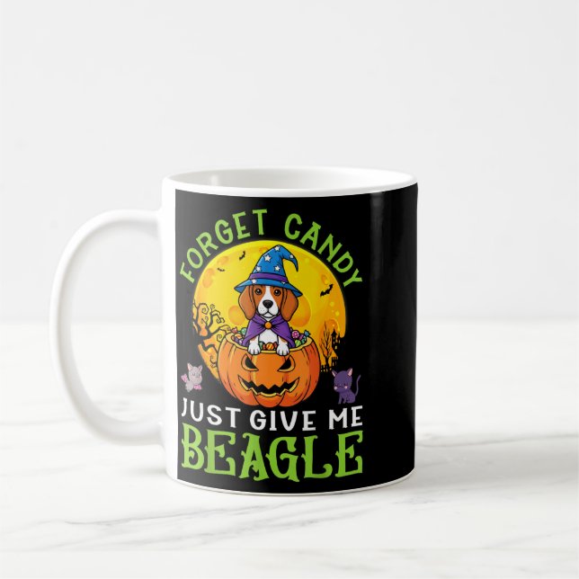 Glöm Godis Ge Beagle Hund Häxa Denna Halloween Kaffemugg (Vänster)