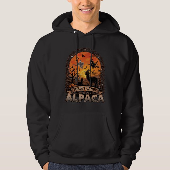Glöm godis ge mig bara Halloween-alpacka spöke W Hoodie (Framsida)