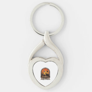 Glöm godis ge mig bara Halloween-alpacka spöke W Twisted Heart Silverfärgad Nyckelring