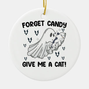 Glöm Godis Ge Mig En Katt Halloween Julgransprydnad Keramik