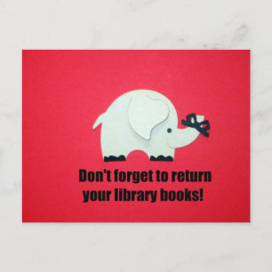 Glöm inte att lämna tillbaka bibliotek bokar! vykort