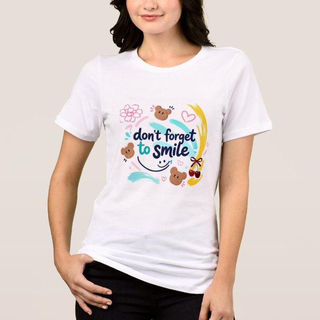 Glöm Inte Att Le T-Shirt | Söt Kawaii Positiv (Framsida)