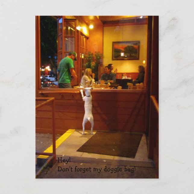 Glöm inte att min vovve hänger lös! vykort (Framsida)