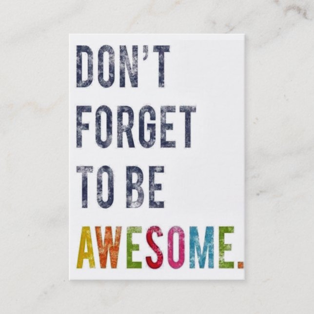 Glöm inte att vara den enorma visitkorten visitkort (Framsida)