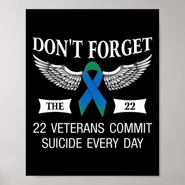 Glöm inte de 22 veteranernas PTSD Suicide Awarenes Poster (Framsidan)