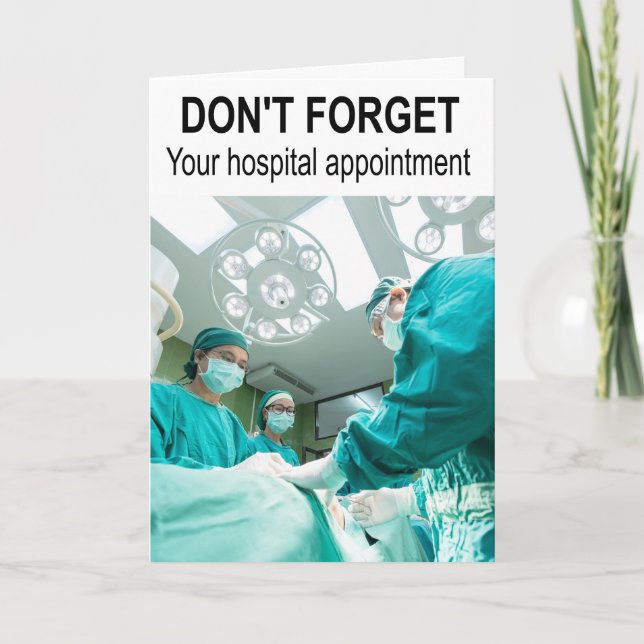 Glöm inte ditt möte sjukhus. kort (Framsida)