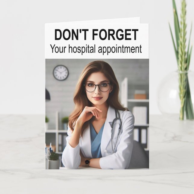 Glöm inte ditt möte sjukhus. kort (Framsida)