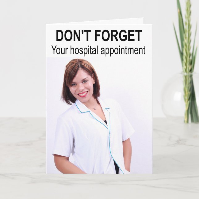 Glöm inte ditt möte sjukhus. kort (Framsida)