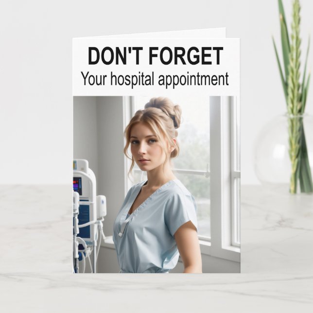 Glöm inte ditt möte sjukhus. kort (Framsida)