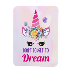 Glöm inte Dream Cute Rosa Unicorn Magnet