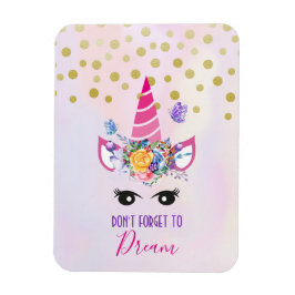 Glöm inte Dream Rosa Unicorn & Confetti Magnet