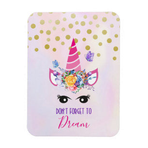 Glöm inte Dream Rosa Unicorn & Confetti Magnet