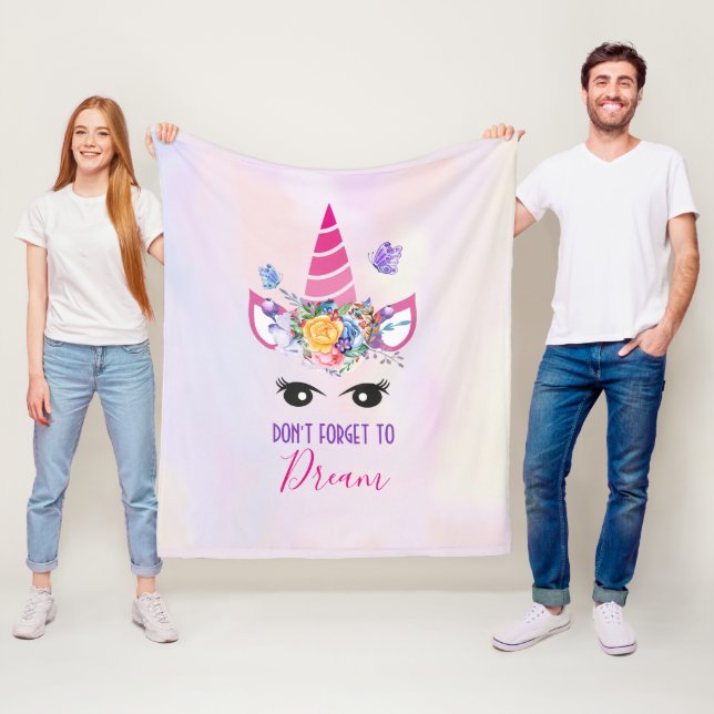 Glöm inte Dream Rosa Unicorn Fleecefilt (På plats)