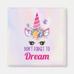 Glöm inte Dream Rosa Unicorn Magnet