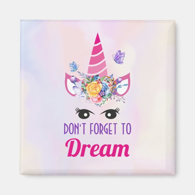 Glöm inte Dream Rosa Unicorn Magnet (Framsidan)