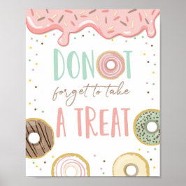 Glöm inte ett Treat Rosa Girl Födelsedagsfest Sign Poster