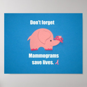 Glöm inte Mammogram sparas liv. Poster