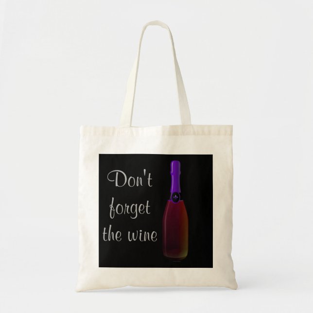 "Glöm inte Vin" - Lila Vin Flaska Tygkasse (Framsidan)