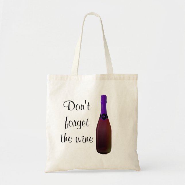 "Glöm inte Vin" - Lila Vin Flaska Tygkasse (Framsidan)
