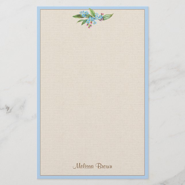 Glöm-Me-not-Bouquet Blåa blommor Rustic Cute Brevpapper (Framsida)