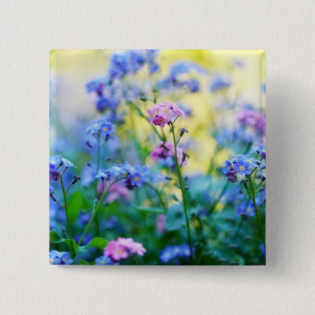 Glöm-Me-Not Flowers Knapp (Framsida)