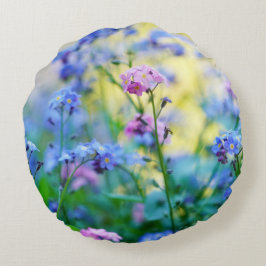 Glöm-Me-Not Flowers Rund Kudde