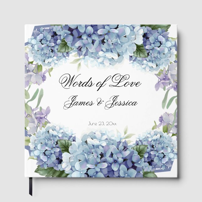 Glöm-Me-Not Flowers Watercolor Elegant bröllop Gästböcker (Framsida)