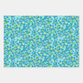 Glöm-me-Not-Hand-Illustrated Blue-Blommigt