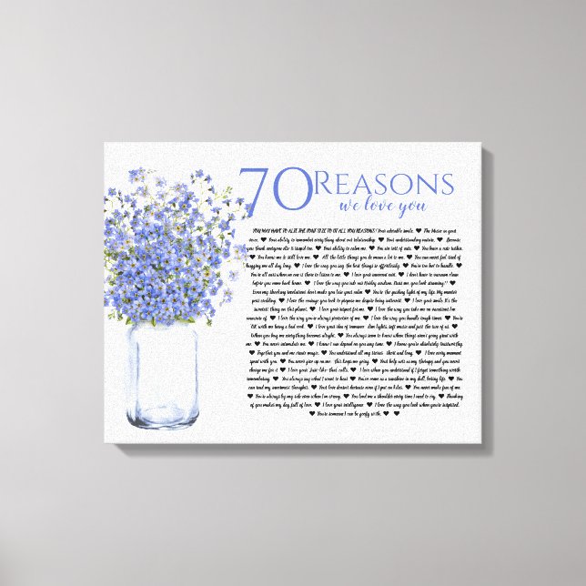 Glöm mig 70 anledningar till varför vi kärlek du canvastryck (Framsida)