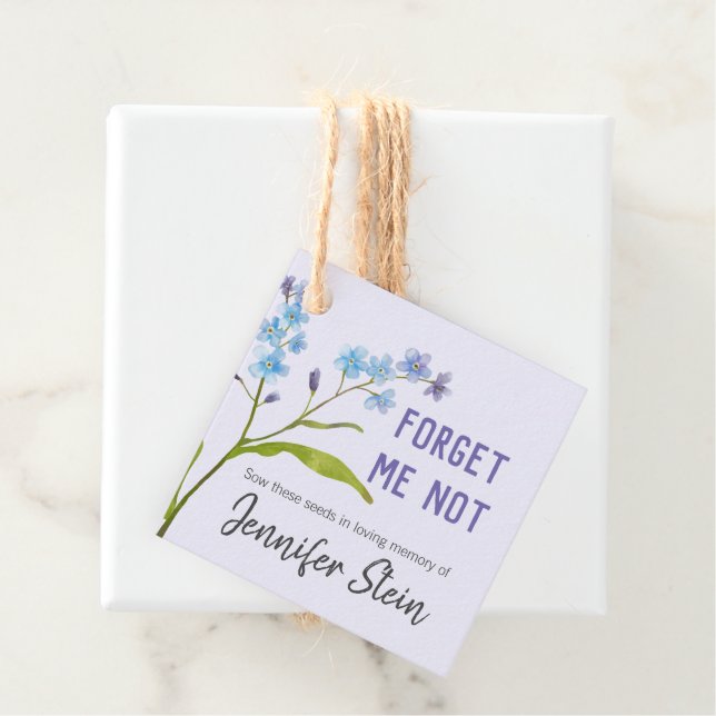 Glöm mig att inte blomma begravningsminnesmärke gåvor etiketter (På plats)