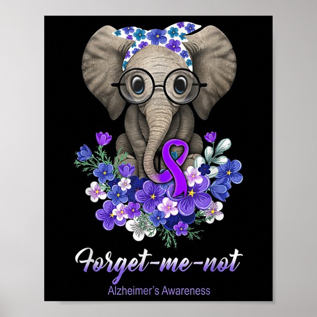 Glöm mig att inte heimers Awareness Elephant Flowe Poster (Framsidan)