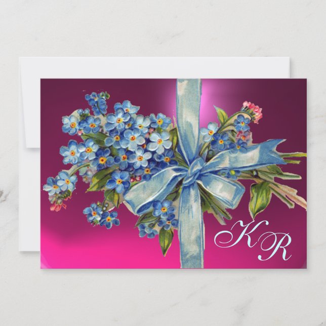 GLÖM MIG EJ MONOGRAM BRÖLLUPSFEST blå rosa Inbjudningar (Framsida)
