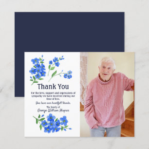 Glöm mig Ingen Blommigt Tack Funeral Sympathy Kort