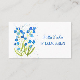 Glöm mig inte Affärskortet Elegant Blue Blommigt Visitkort