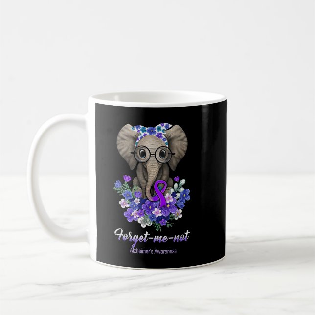 Glöm mig inte Alzheimers medvetande Elephant Flowe Kaffemugg (Vänster)