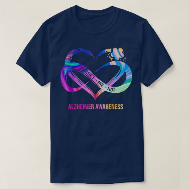Glöm mig Inte Alzheimers medvetandegrad Hjärtat Fl T Shirt (Design framsida)