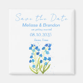 Glöm mig inte Blå Blommigt Vår Rustic Bröllop Magnet