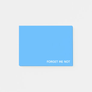 Glöm mig, inte blå färg namn post-it block
