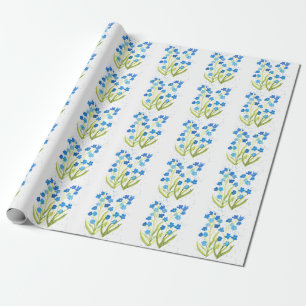 Glöm mig inte Blåa blommor Baby Shower Girl Presentpapper