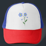 Glöm mig - inte blomma, färgfull illustration keps<br><div class="desc">Glöm mig inte,  blommor och löv,  färgstarka illustrationer</div>