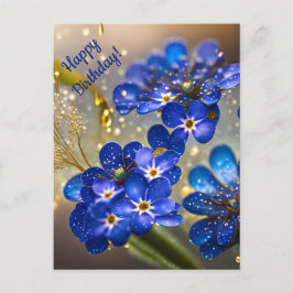 Glöm mig-inte-blomma med guld-accenter vykort
